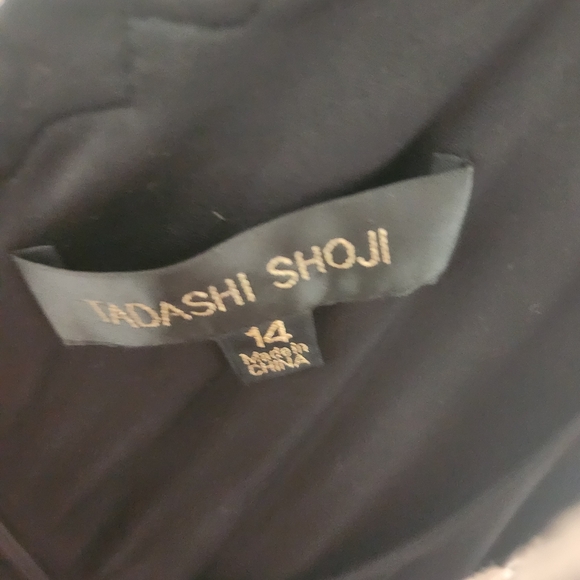 Tadashi Shoji Embroidered Floral Print Long Dress Gown Gold Black 14 - Picture 4 of 5